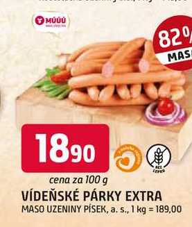 VÍDEŇSKÉ PÁRKY EXTRA 100g