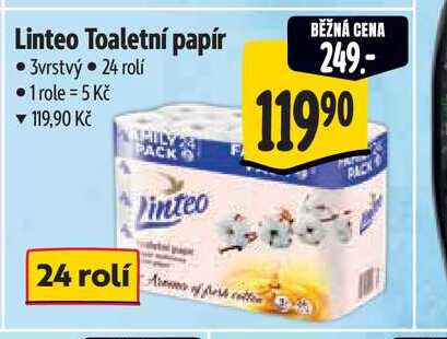 Linteo Toaletní papír  3vrstvý  24 rolí  
