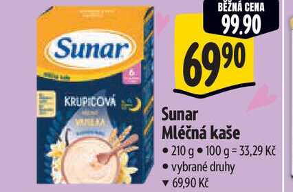 Sunar Mléčná kaše  210 g Albert