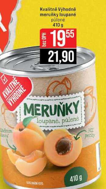 Kvalitně Výhodně meruňky loupané půlené 410 g