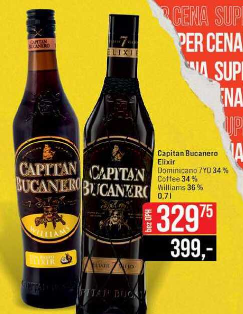 Capitan Bucanero Elixir ENA Dominicano 7YO 34% Coffee 34% Williams 36 % 0,7l