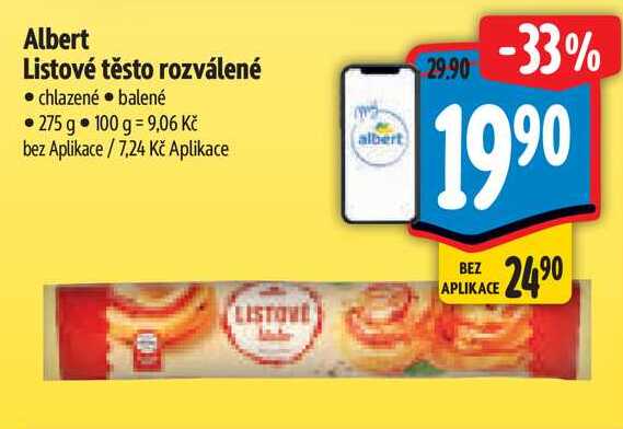 Albert Listové těsto rozválené, 275 g