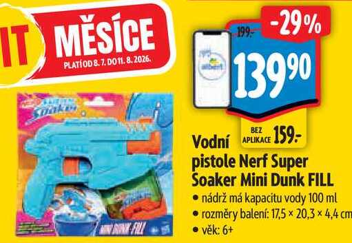Vodní pistole Nerf Super Soaker Mini Dunk FILL