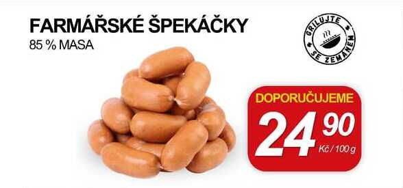 FARMÁŘSKÉ ŠPEKÁČKY 85% MASA, 100 g