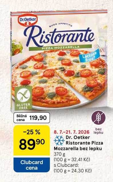 Dr. Oetker Ristorante Pizza Mozzarella bez lepku, 370 g