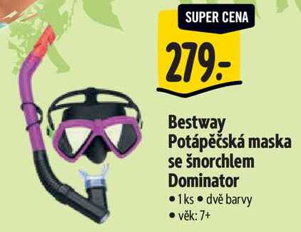 Bestway Potápěčská maska se šnorchlem Dominator