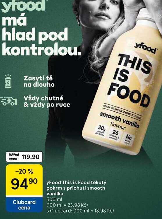 yFood tekutý pokrm s příchutí smooth vanilka, 500 ml