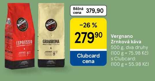 Vergnano Zrnková káva, 500 g, dva druhy