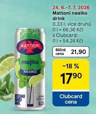 Mattoni nealko drink, 0.33 l, více druhů