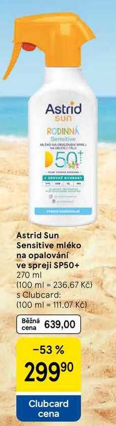 Astrid Sun Sensitive mléko na opalování ve spreji SP50+, 270 ml Tesco