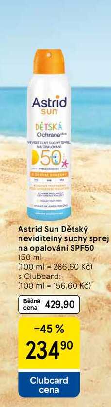 Astrid Sun Dětský neviditelný suchý sprej na opalování SPF50, 150 ml Tesco