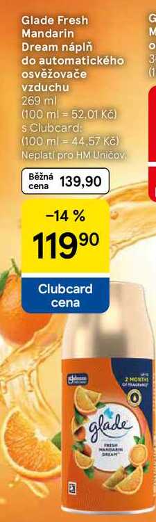 Glade Fresh Mandarin Dream náplň do automatického osvěžovače vzduchu, 269 ml Tesco