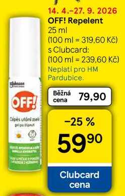 OFF! Repelent, 25 ml Tesco