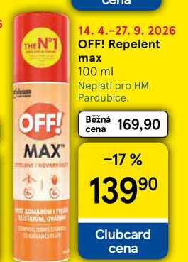OFF! Repelent max, 100 ml Tesco