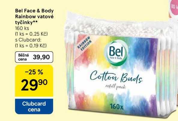 Bel Face & Body Rainbow vatové tyčinky, 160 ks Tesco
