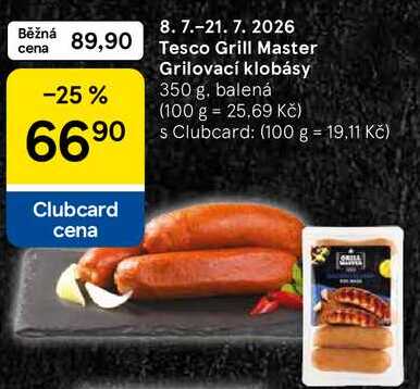 Tesco Grill Master Grilovací klobásy, 350 g, balená