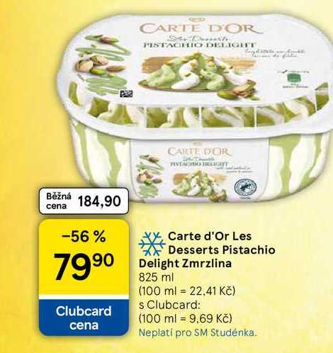 Carte d'Or Les Desserts Pistachio Delight Zmrzlina, 825 ml
