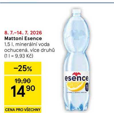 Mattoni Esence, 1.5 I, minerální voda ochucená