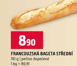 FRANCOUZSKÁ BAGETA STŘEDNÍ 110 g pečivo dopečené
