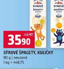 SÝROVÉ ŠPAGETY, KULIČKY 80 g neuzené
