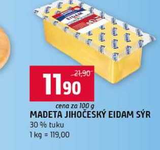 MADETA JIHOČESKÝ EIDAM SÝR 30% tuku 100g