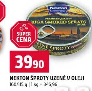 NEKTON ŠPROTY UZENÉ V OLEJI 160/115 g