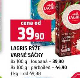 LAGRIS RÝŽE VARNÉ SÁČKY 8x 100 g loupaná 8x 100 g parboiled