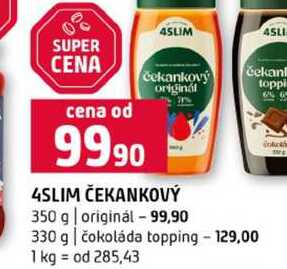 4SLIM ČEKANKOVÝ 350 g originál 330 g čokoláda topping 
