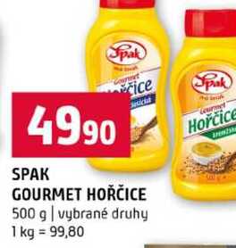 SPAK GOURMET HOŘČICE 500 g vybrané druhy