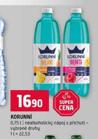 KORUNNÍ 0,75l nealkoholický nápoj s příchutí vybrané druhy 