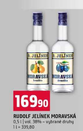 RUDOLF JELÍNEK MORAVSKÁ 0,5l vol. 38% vybrané druhy
