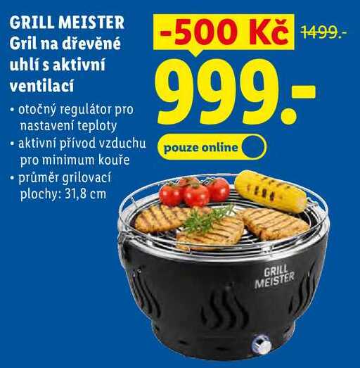 GRILL MEISTER Gril na dřevěné uhlí s aktivní ventilací