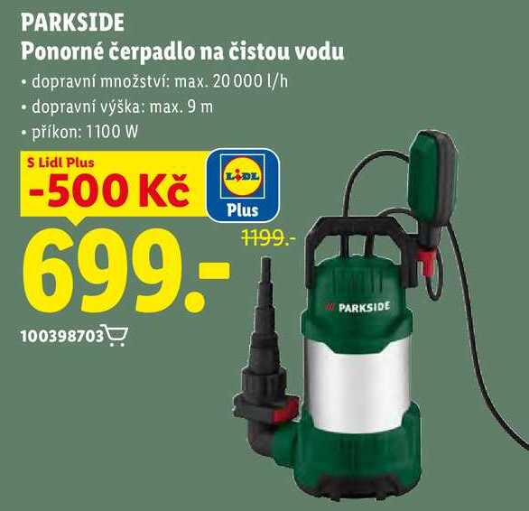 PARKSIDE Ponorné čerpadlo na čistou vodu 