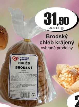 Brodský chléb krájený vybrané prodejny 450 g