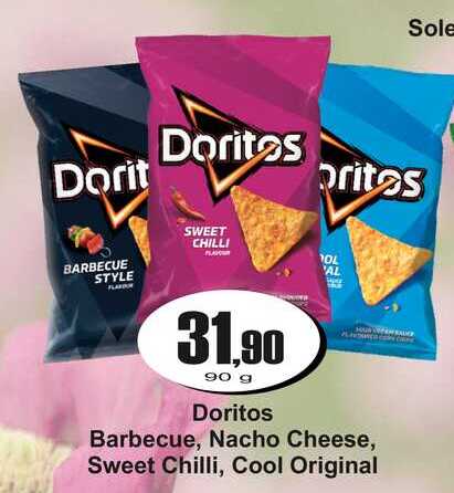 Doritos Barbecue, Nacho Cheese, Sweet Chilli, Cool Original 90 g