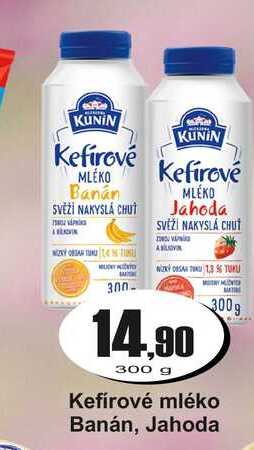 Kefírové mléko Banán, Jahoda 300 g
