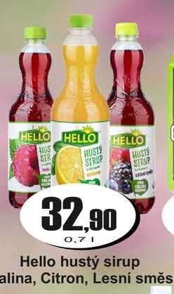 Hello hustý sirup Malina, Citron, Lesní směs 0,7 L