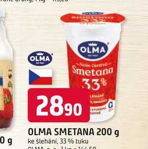 OLMA SMETANA 200 g ke šlehání, 33% tuku 