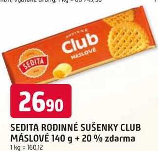 SEDITA RODINNÉ SUŠENKY CLUB MÁSLOVÉ 140 g + 20% zdarma