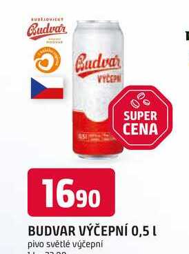 BUDVAR Pivo světlé výčepní 0,5l 0.5l plechovka