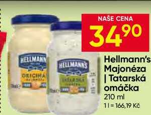 Hellmann's tatarská omáčka, majonéza 210ml, vybrané druhy