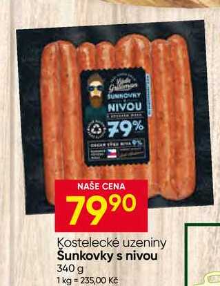 Kostelecké uzeniny Šunkovky s nivou 340 g