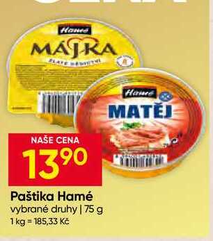 Hamé paštika 75g, vybrané druhy