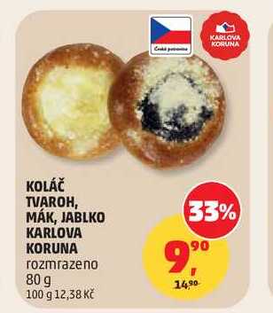 KARLOVA KORUNA KOLÁČ TVAROH, MÁK, JABLKO 80 g