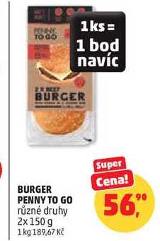 PENNY TO GO BURGER různé druhy 2x150 g