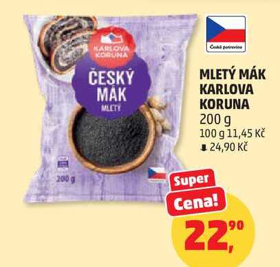 KARLOVA KORUNA ČESKÝ MAK MLETÝ 200 g 