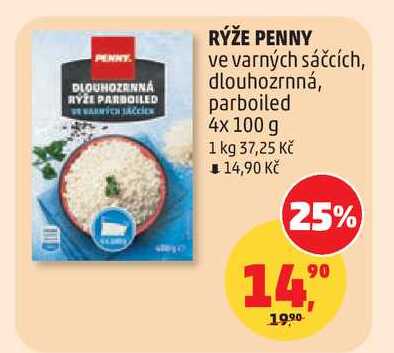PENNY RÝŽE PARBOILED ve varných sáčcích, dlouhozrnná, 4x 100 g