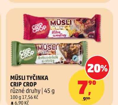 CRIP CROP MÜSLI TYČINKA různé druhy 45 g 