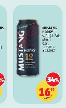 MUSTANG HOŘKÝ světlý ležák plech 0,5l
