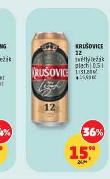 KRUŠOVICE 12 světlý ležák plech 0,5l v akci